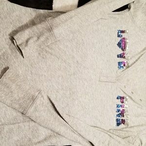 PINK long sleeve Henley tee